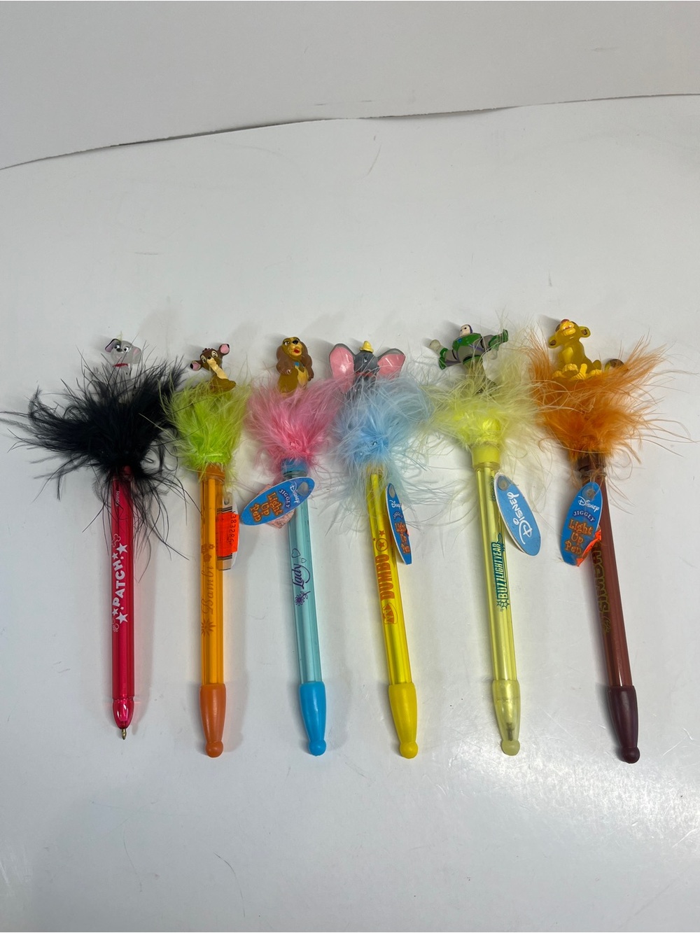 Vintage Disney Simpson Light-Uo Jiggly Pen Lot Simba Bambi Dumbo Buzz Lady Spot